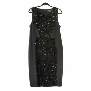 Marina Rinaldi Black Dicoreo Sequin Detail Front Sheath Dress